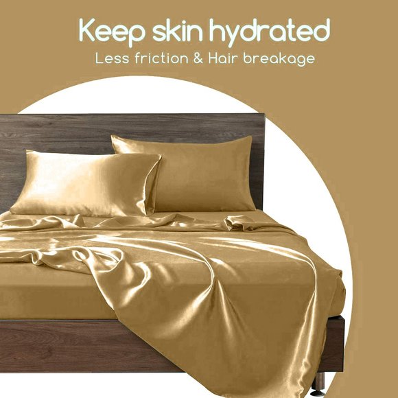 Oussum Silky Satin Cream Pillow Case for Home Decor Pillowcase Set of 2 - Picture 2 of 11